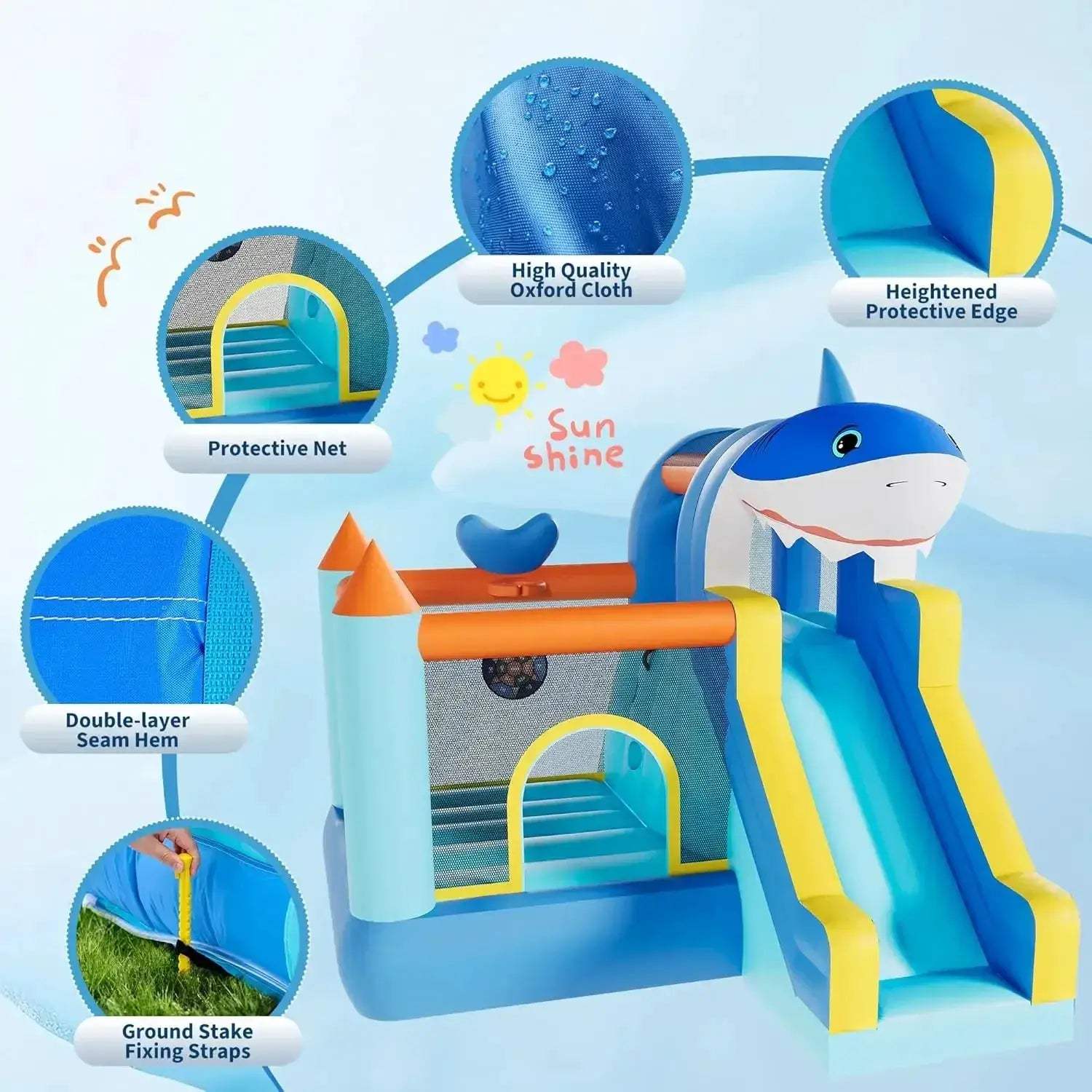 Inflatable Kids Bounce House With Slide And Blower - ToylandEU