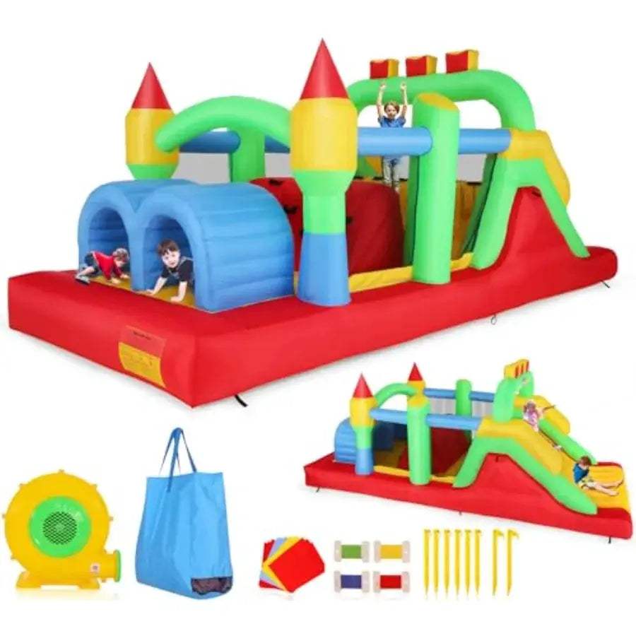  Inflatable Obstacle Course Bounce House Dual Tunnels -  ToylandEU™