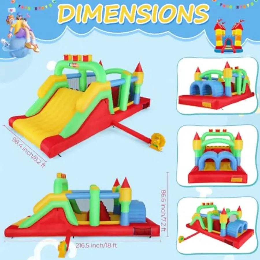  Inflatable Obstacle Course Bounce House Dual Tunnels -  ToylandEU™