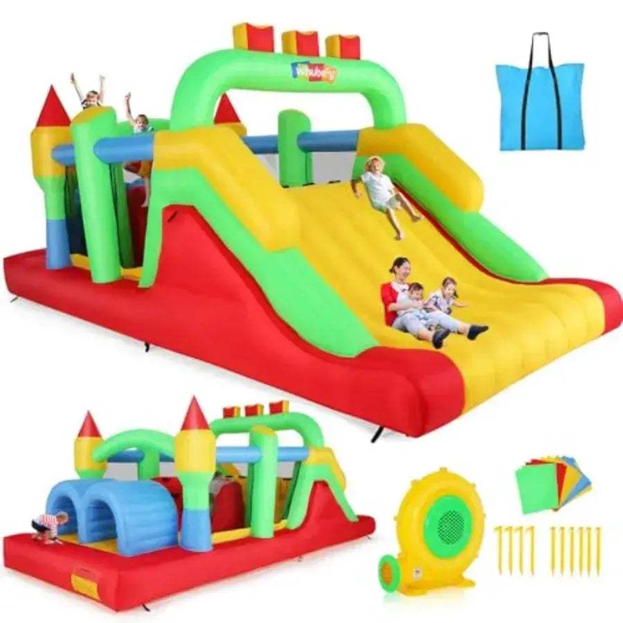 Inflatable Obstacle Course Bounce House With Dual Racing Slides - ToylandEU