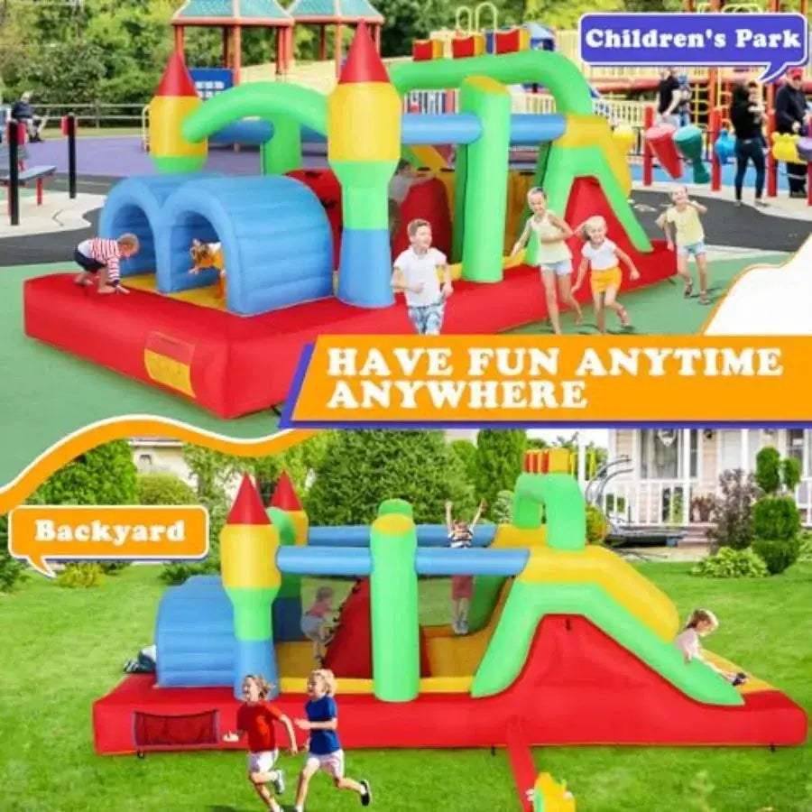 Inflatable Obstacle Course Bounce House With Dual Racing Slides - ToylandEU