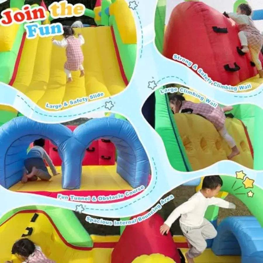 Inflatable Obstacle Course Bounce House With Dual Racing Slides - ToylandEU