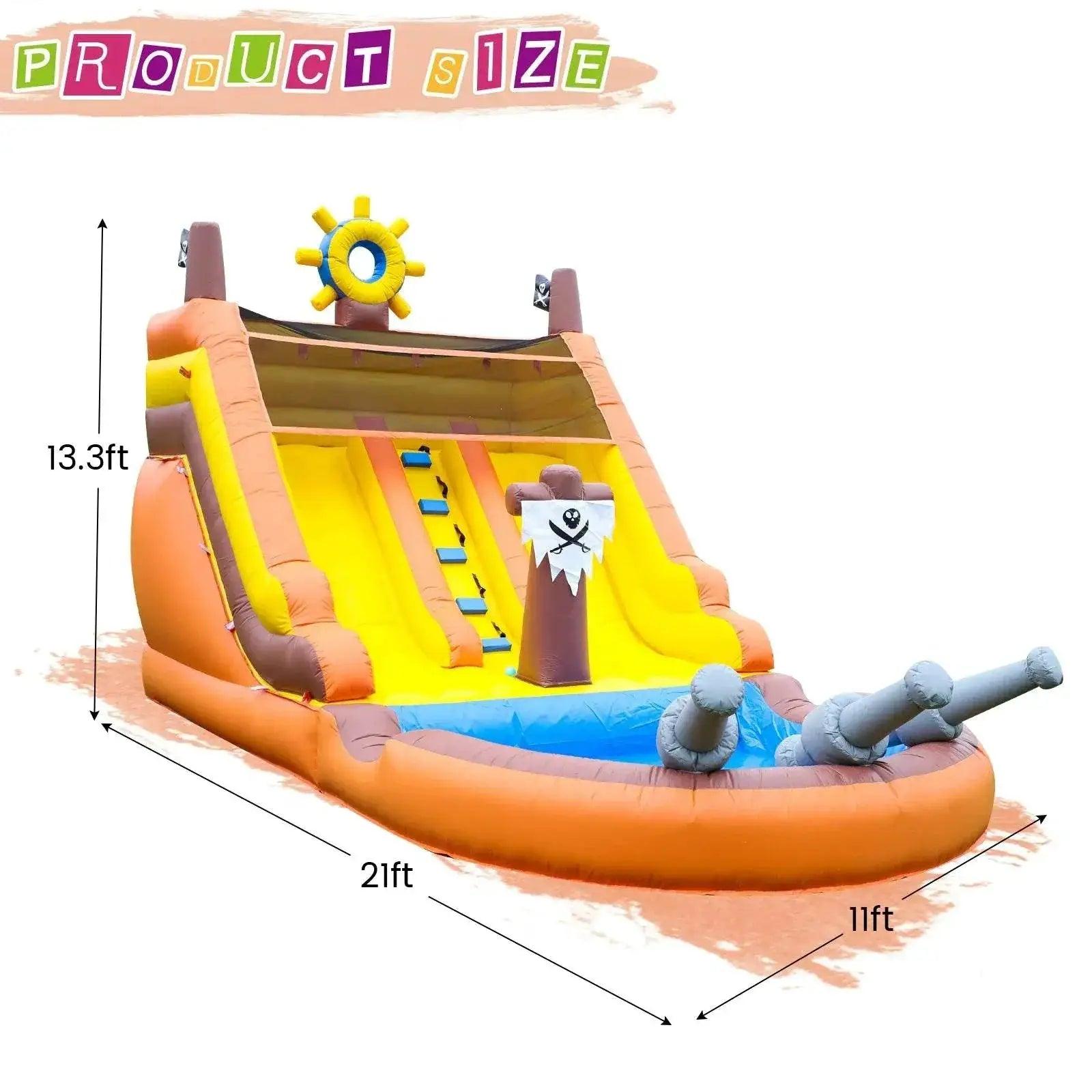  Inflatable Pirate Boat Outdoor Slides Air Bounce Water Play -  ToylandEU™