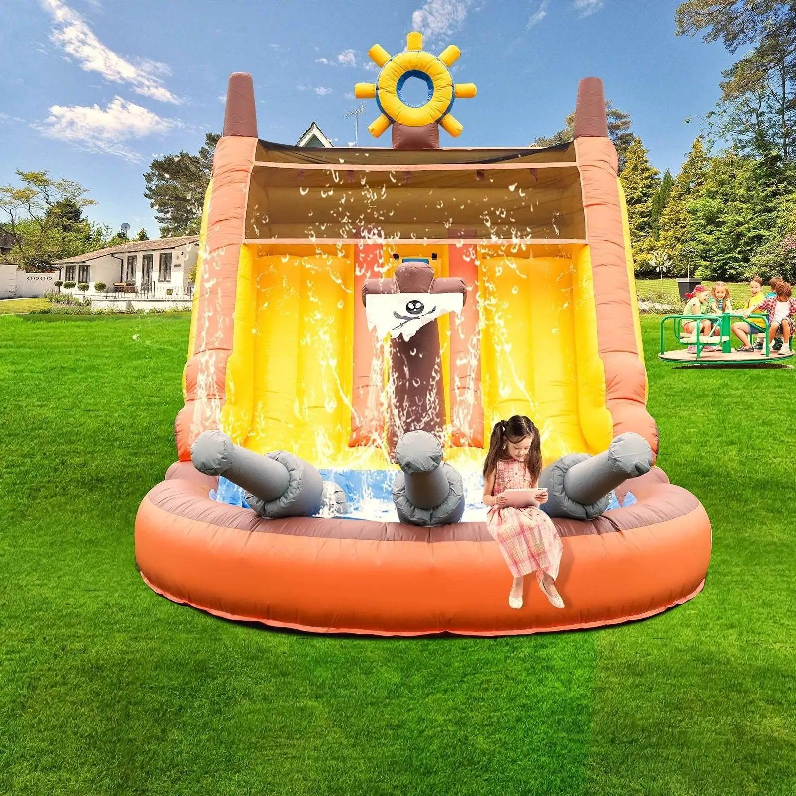  Inflatable Pirate Boat Outdoor Slides Air Bounce Water Play -  ToylandEU™