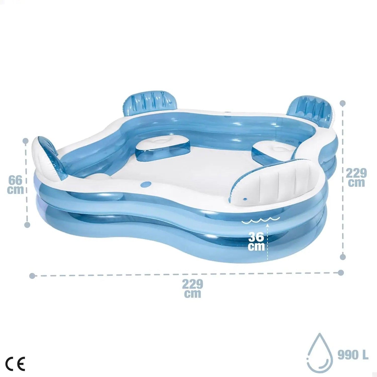 Inflatable Pool Durable PVC Blue Toylandeu™