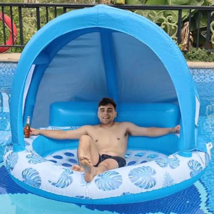  Inflatable Pool Float With Canopy Shade Cup Holder -  ToylandEU™