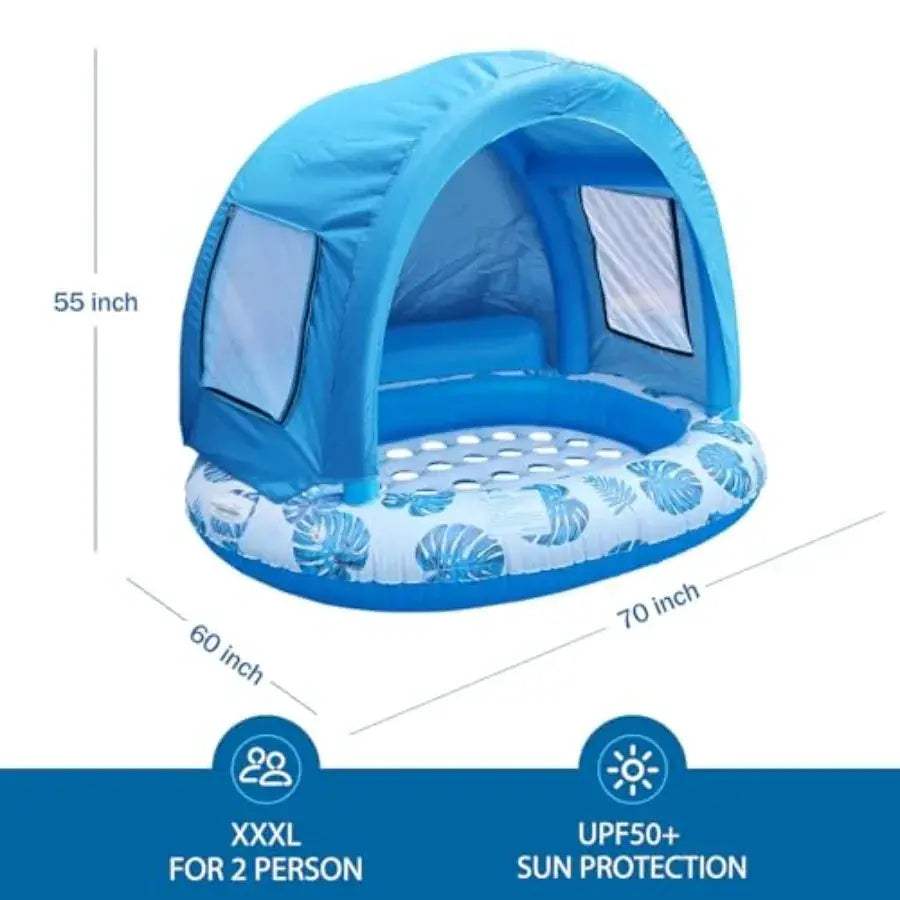  Inflatable Pool Float With Canopy Shade Cup Holder -  ToylandEU™