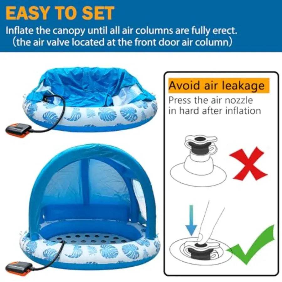  Inflatable Pool Float With Canopy Shade Cup Holder -  ToylandEU™