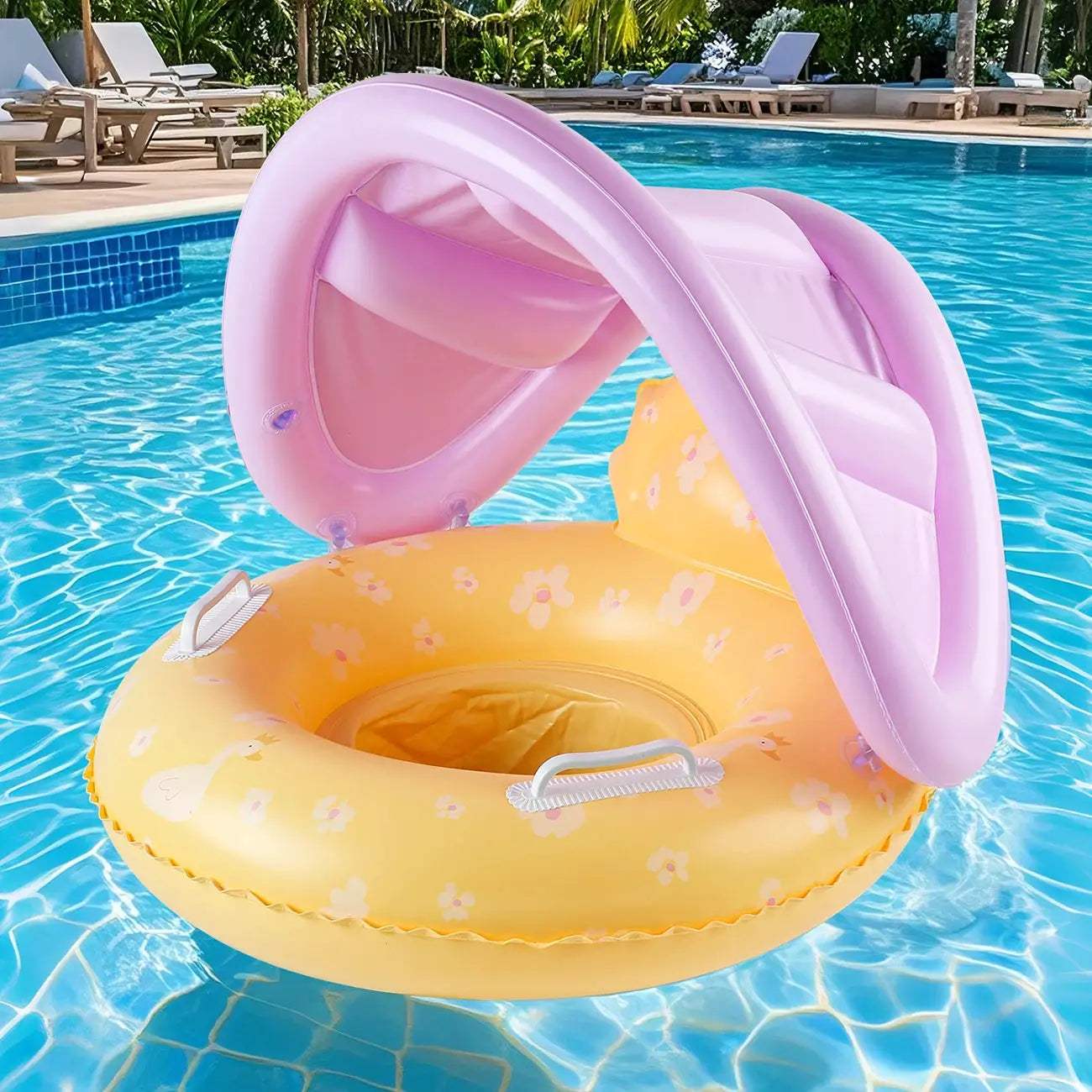  Inflatable Pool Float For Kids With Yellow Canopy Seat -  ToylandEU™