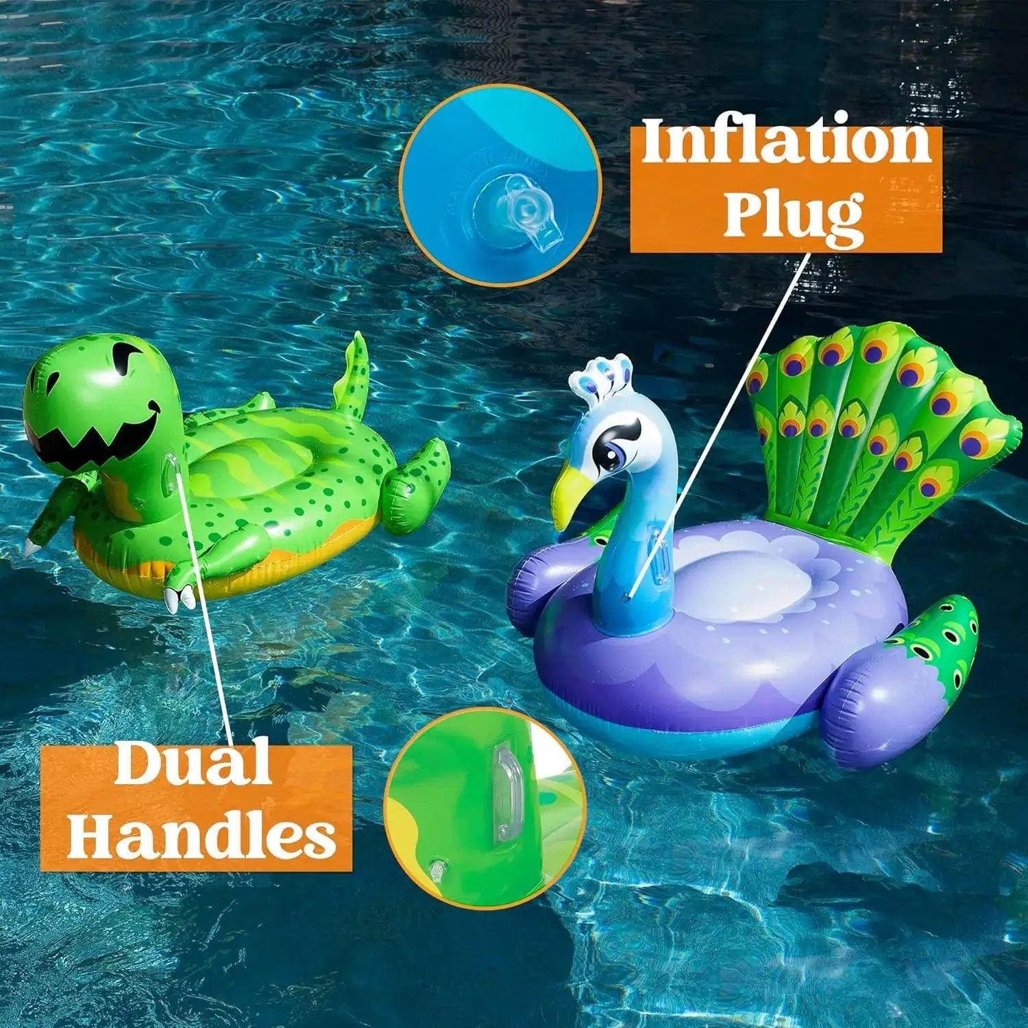  Inflatable Pool Floats Dinosaur Peacock Set Colorful -  ToylandEU™