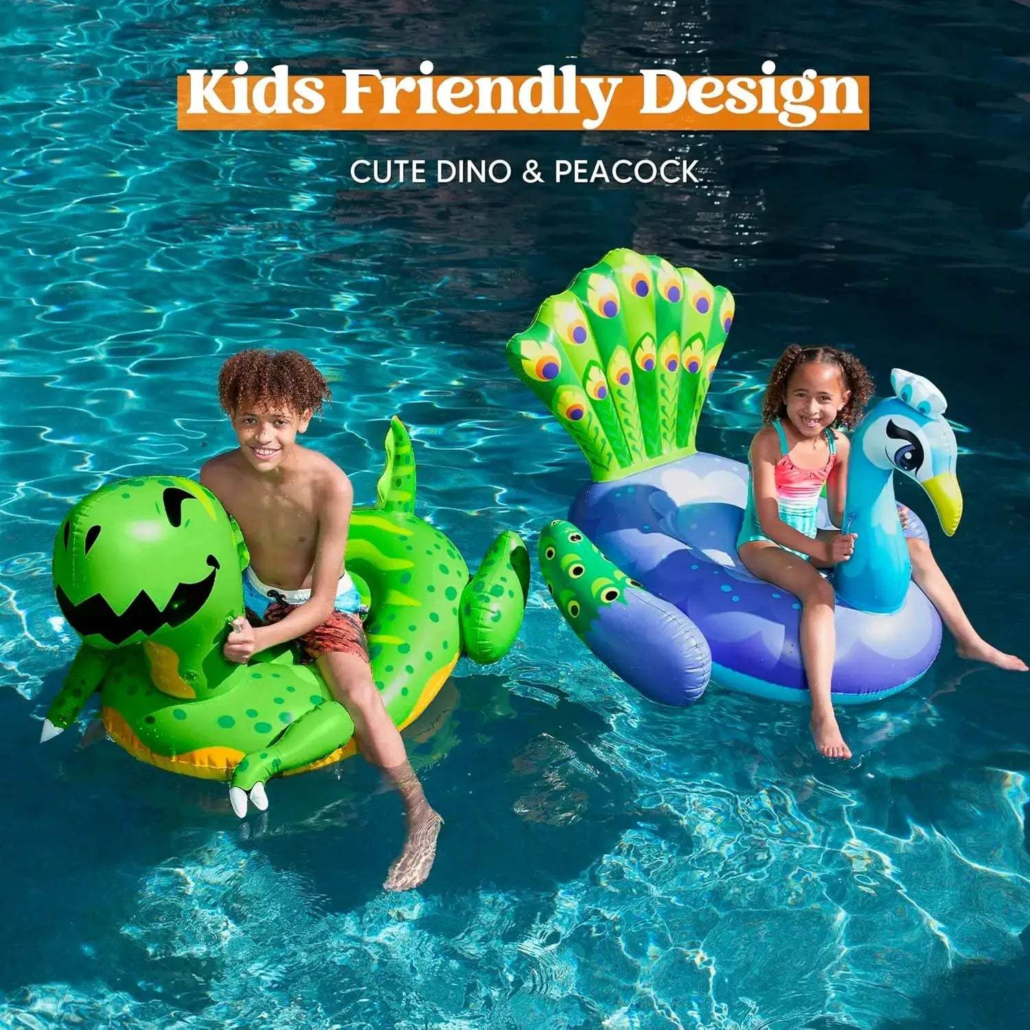  Inflatable Pool Floats Dinosaur Peacock Set Colorful -  ToylandEU™