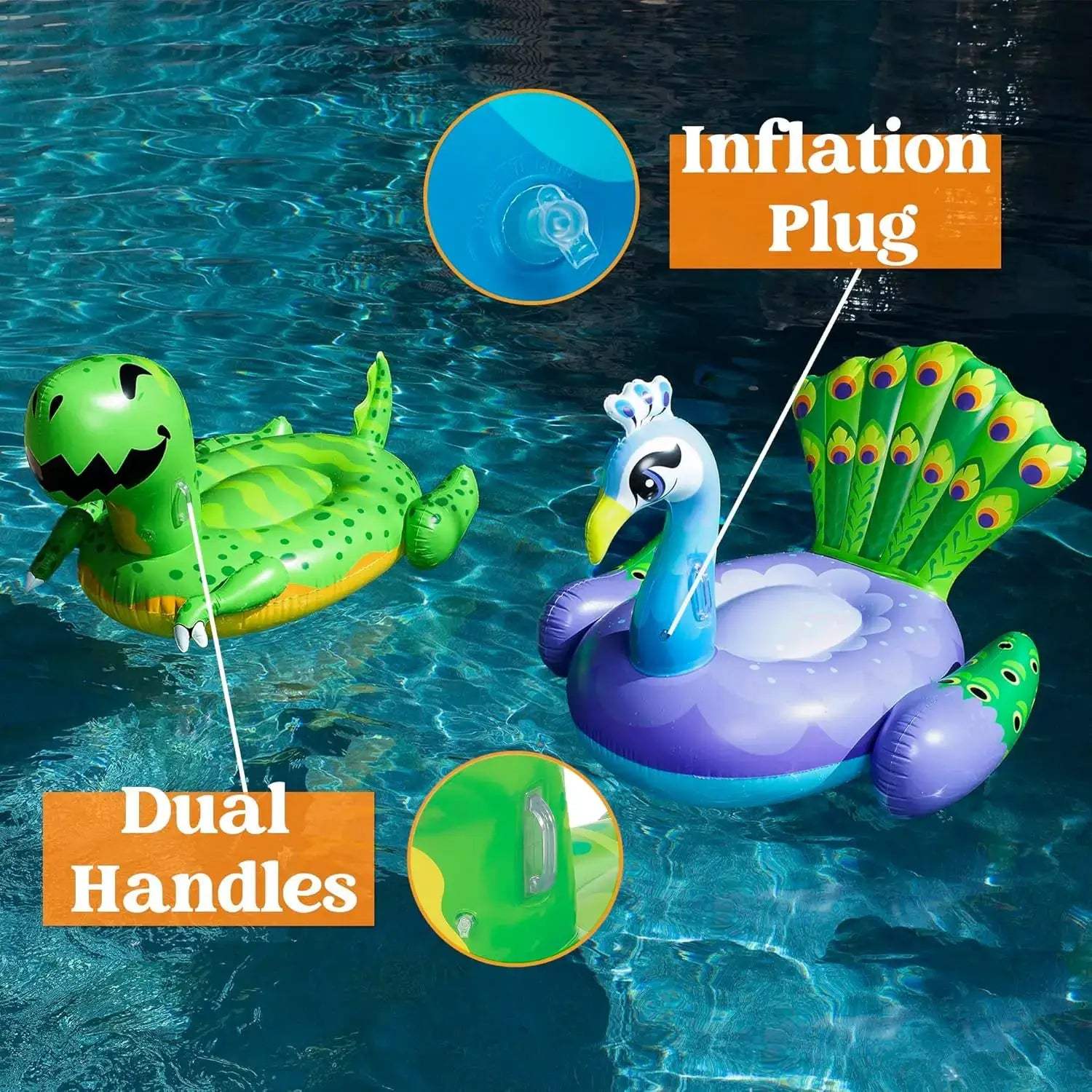  Inflatable Pool Floats Dinosaur Peacock Set Colorful -  ToylandEU™