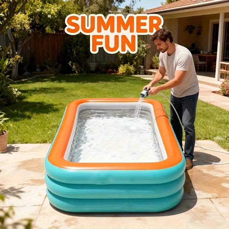 Inflatable Pool for Outdoor Water Parties Adult & Children's Swimming Pool, Rectangular Foldable Pool for Backyard Entertainment - ToylandEU