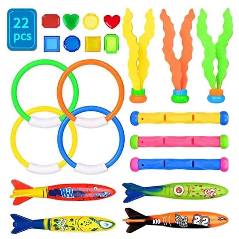  Inflatable Pool Toys Treasure Hunt Set Dolphin Rings -  ToylandEU™