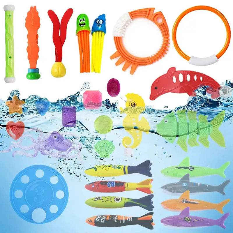  Inflatable Pool Toys Treasure Hunt Set Dolphin Rings -  ToylandEU™