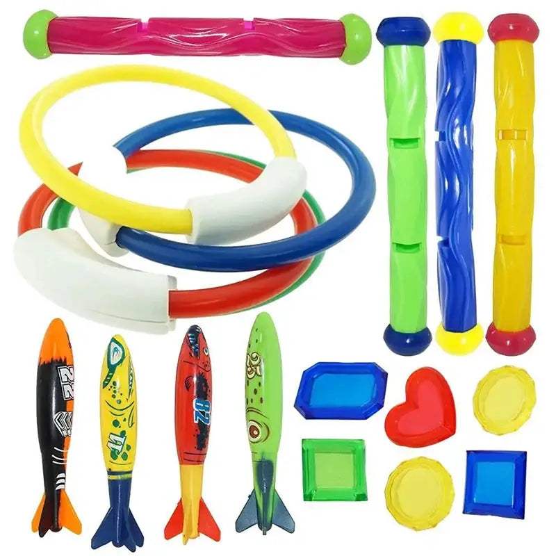  Inflatable Pool Toys Treasure Hunt Set Dolphin Rings -  ToylandEU™