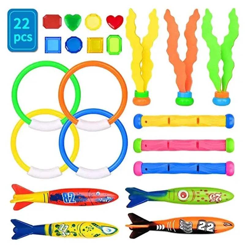  Inflatable Pool Toys Treasure Hunt Set Dolphin Rings -  ToylandEU™