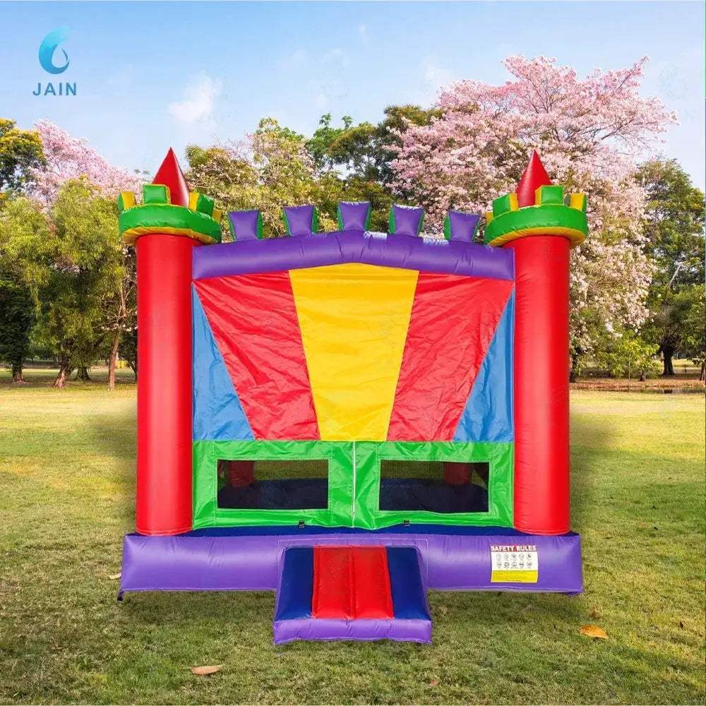 Inflatable Rainbow Bouncy Castle Bounce House With Powerful Blower - ToylandEU