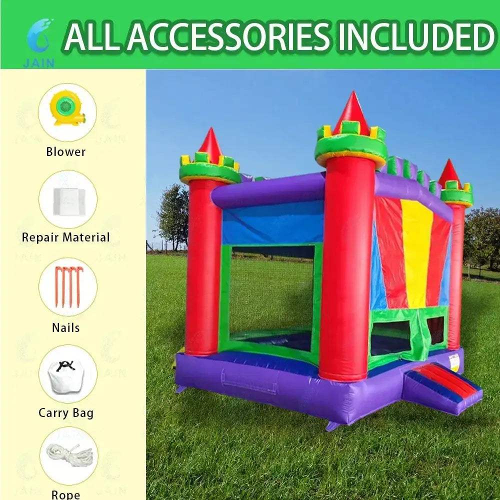 Inflatable Rainbow Bouncy Castle Bounce House With Powerful Blower - ToylandEU