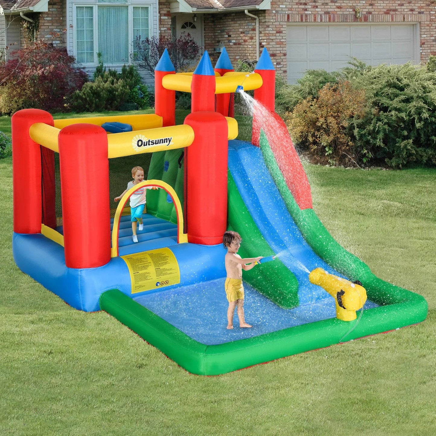 Inflatable Slide Water Park Trampoline Bouncing House Outdoor Garden For Endless Fun to Kids with Blower and Toys - ToylandEU