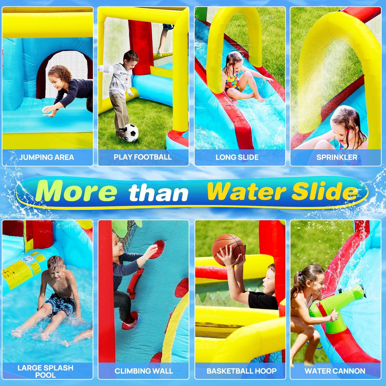 Inflatable Slide Water Park Trampoline Bouncing House Outdoor Garden For Endless Fun to Kids with Blower and Toys - ToylandEU