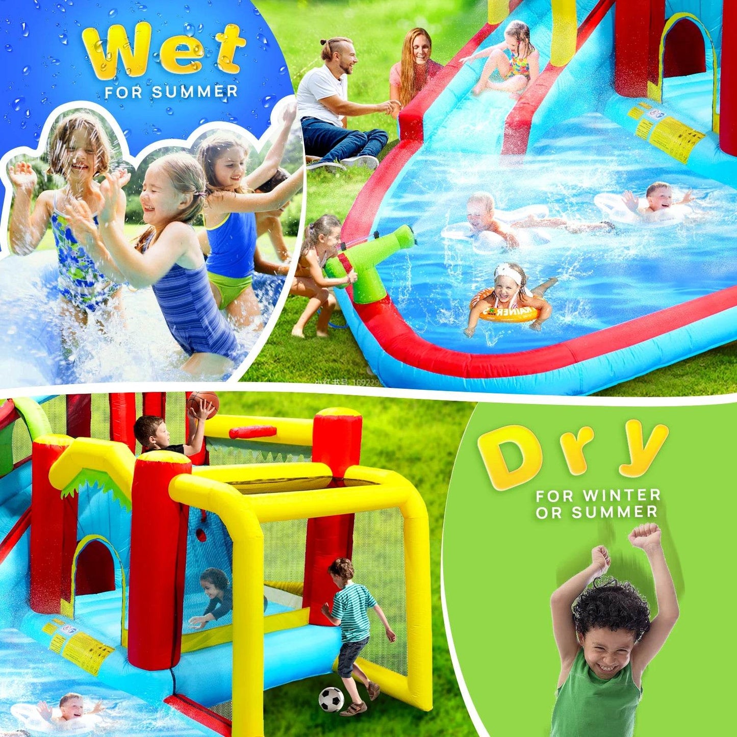 Inflatable Slide Water Park Trampoline Bouncing House Outdoor Garden For Endless Fun to Kids with Blower and Toys - ToylandEU