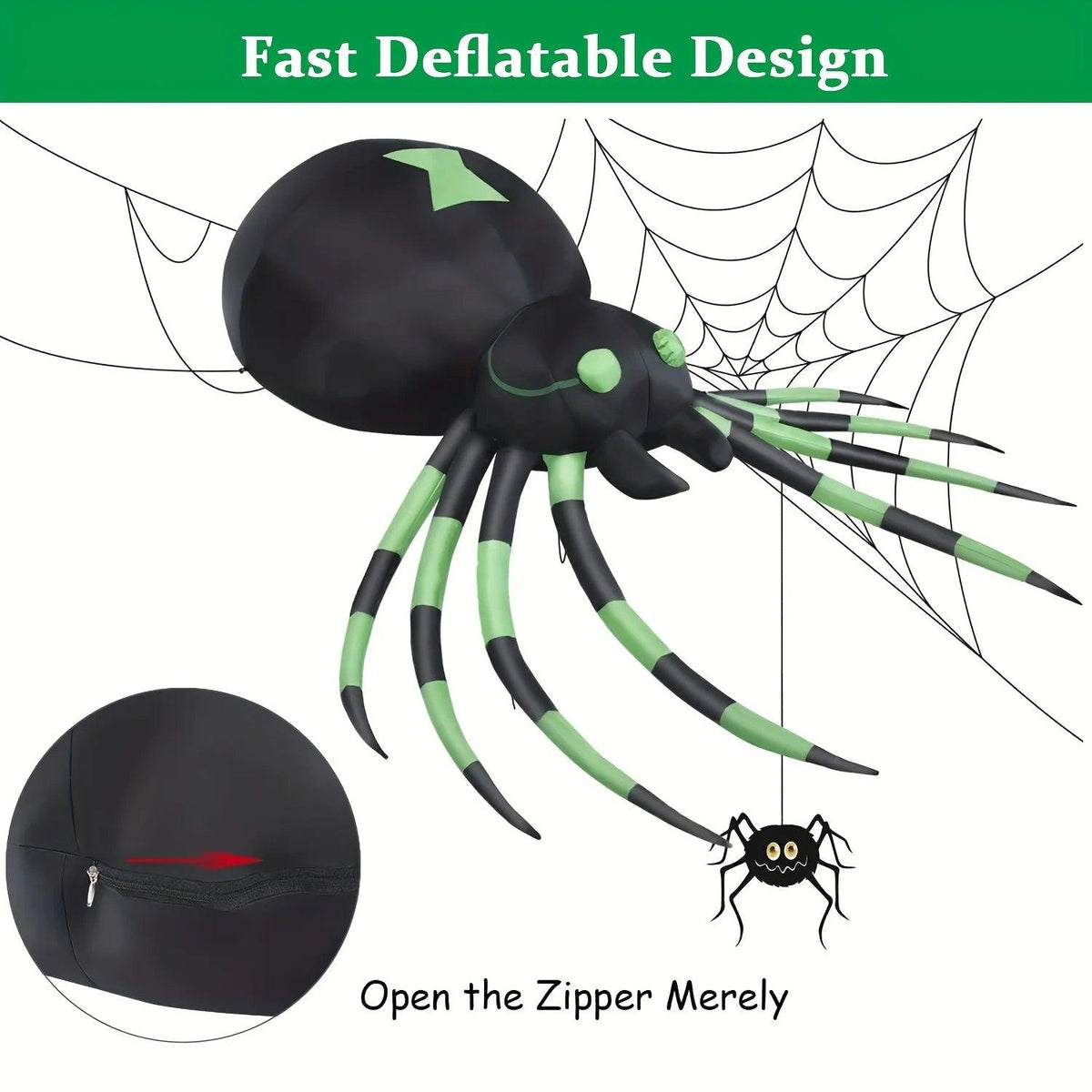 Inflatable Spider Decor | 7.2 FT LED | Toylandeu™