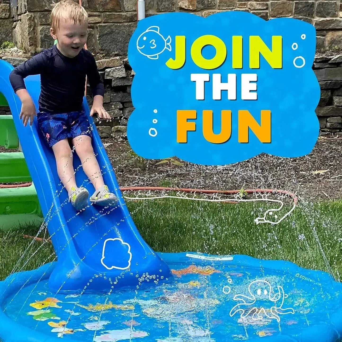 3-IN-1 Splash Pad Sprinkler for Kids & Baby Pool for Learning Toddler Sprinkler Pool Outdoor Water Toys Inflatable Splash Pad - ToylandEU