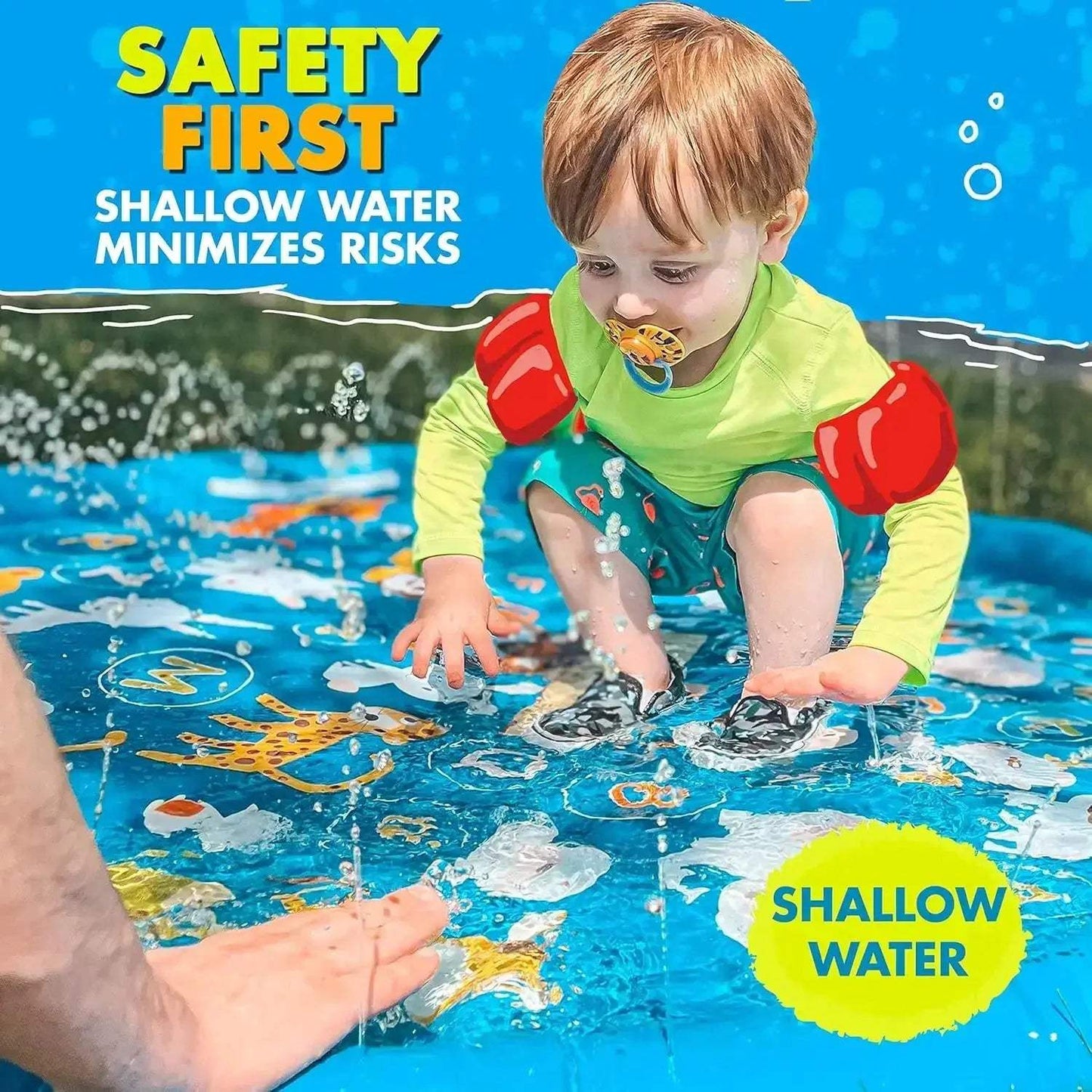 3-IN-1 Splash Pad Sprinkler for Kids & Baby Pool for Learning Toddler Sprinkler Pool Outdoor Water Toys Inflatable Splash Pad - ToylandEU