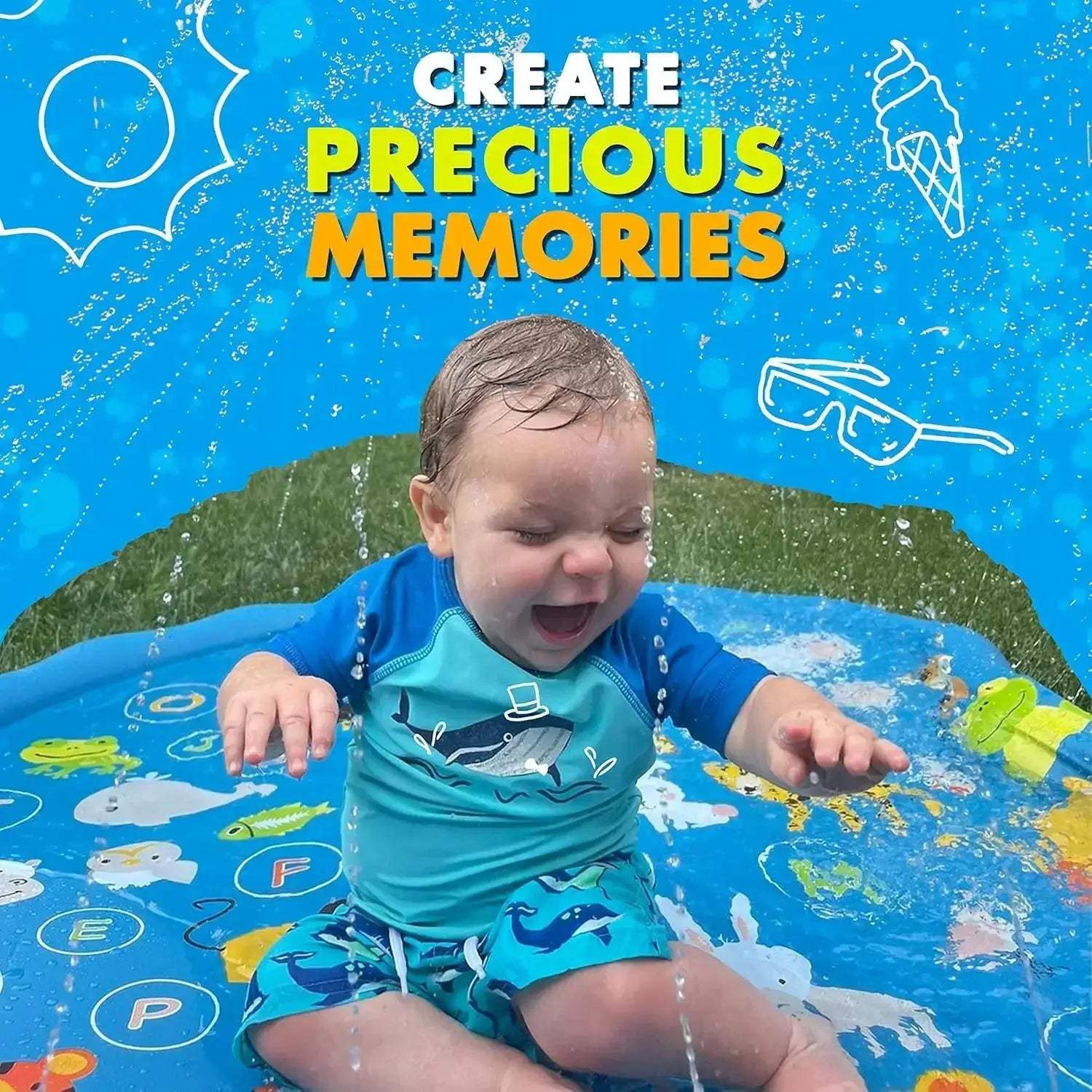 3-IN-1 Splash Pad Sprinkler for Kids & Baby Pool for Learning Toddler Sprinkler Pool Outdoor Water Toys Inflatable Splash Pad - ToylandEU