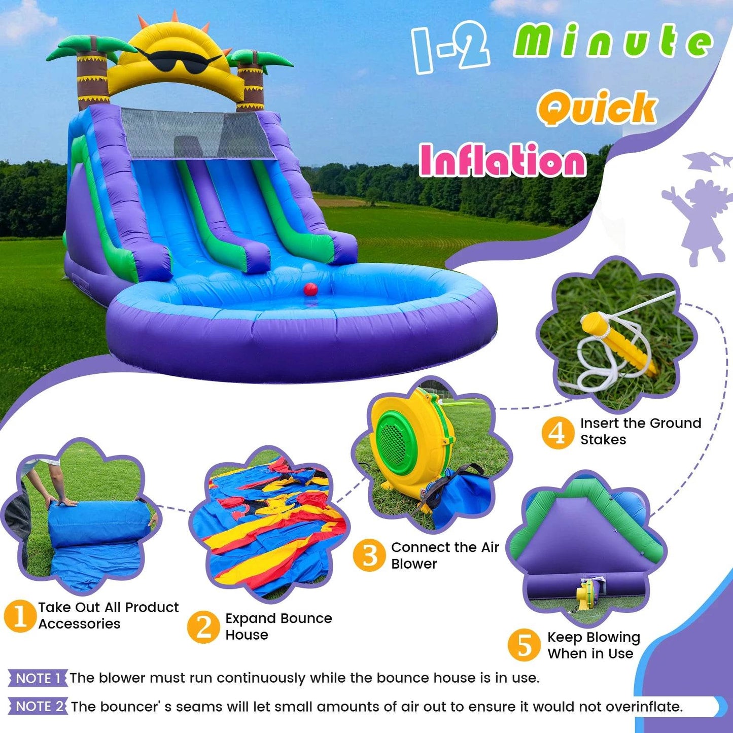 Inflatable Sun Flower Outdoor Slides Air Bounce Water Play Equipment - ToylandEU