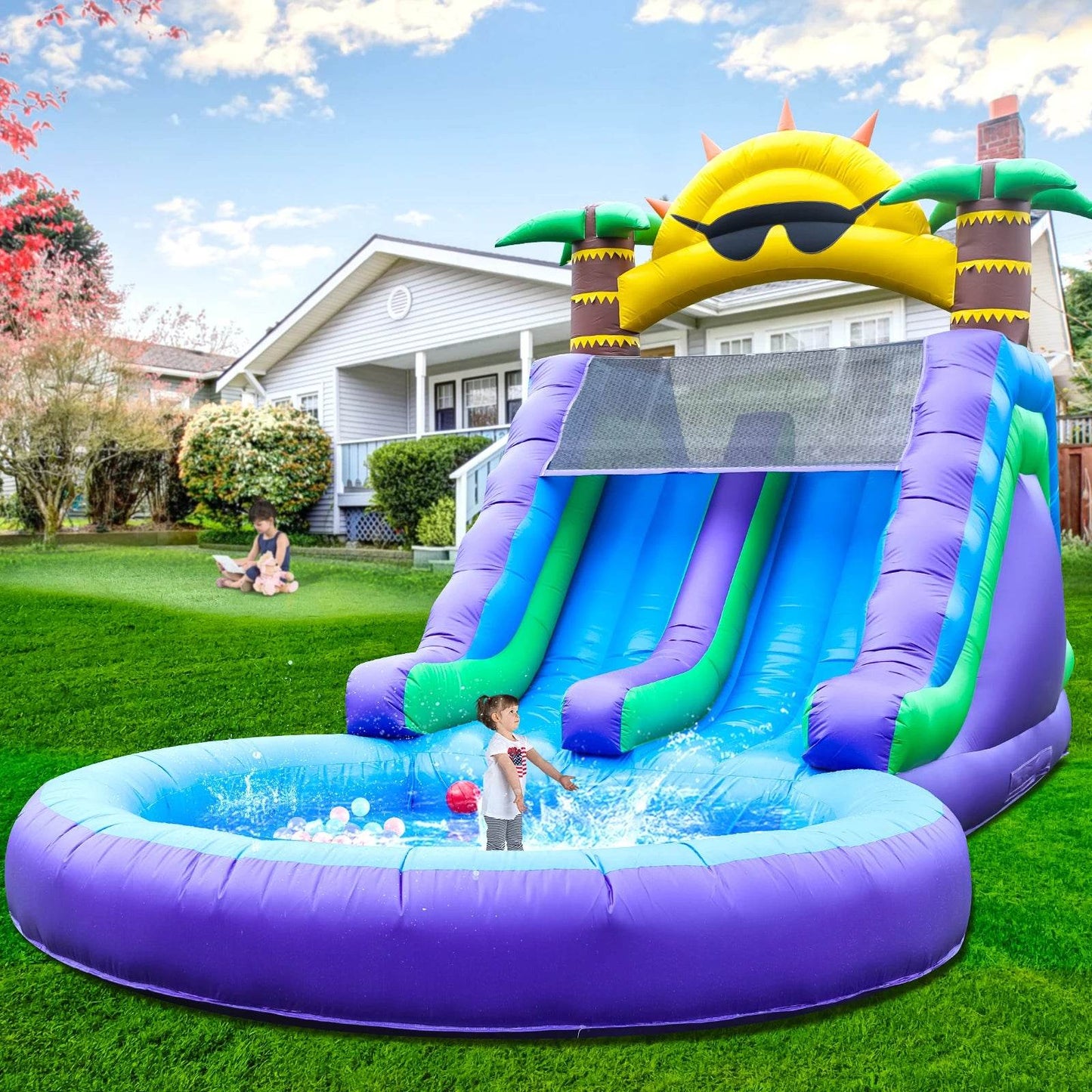 Inflatable Sun Flower Outdoor Slides Air Bounce Water Play Equipment - ToylandEU