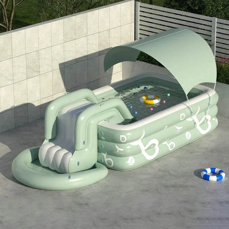 Inflatable Swimming Pool With Slide And Sunshade For Adults - ToylandEU