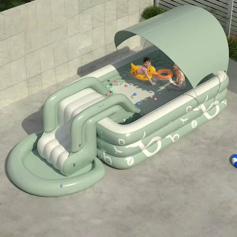 Inflatable Swimming Pool With Slide And Sunshade For Adults - ToylandEU