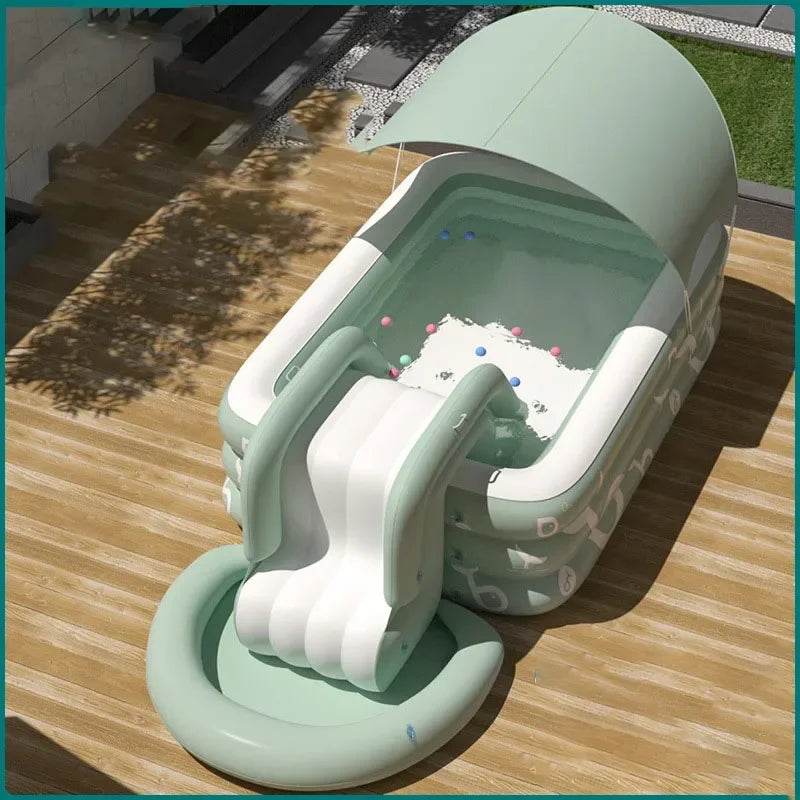 Inflatable Swimming Pool With Slide And Sunshade For Adults - ToylandEU
