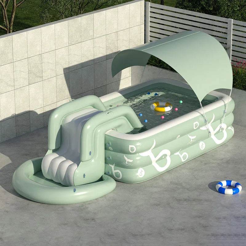 Inflatable Swimming Pool With Slide And Sunshade For Adults - ToylandEU