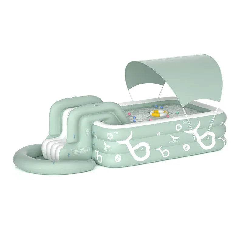 Inflatable Swimming Pool With Slide And Sunshade For Adults - ToylandEU