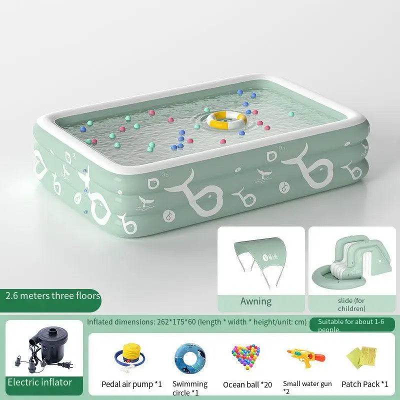 Inflatable Swimming Pool With Slide And Sunshade For Adults - ToylandEU