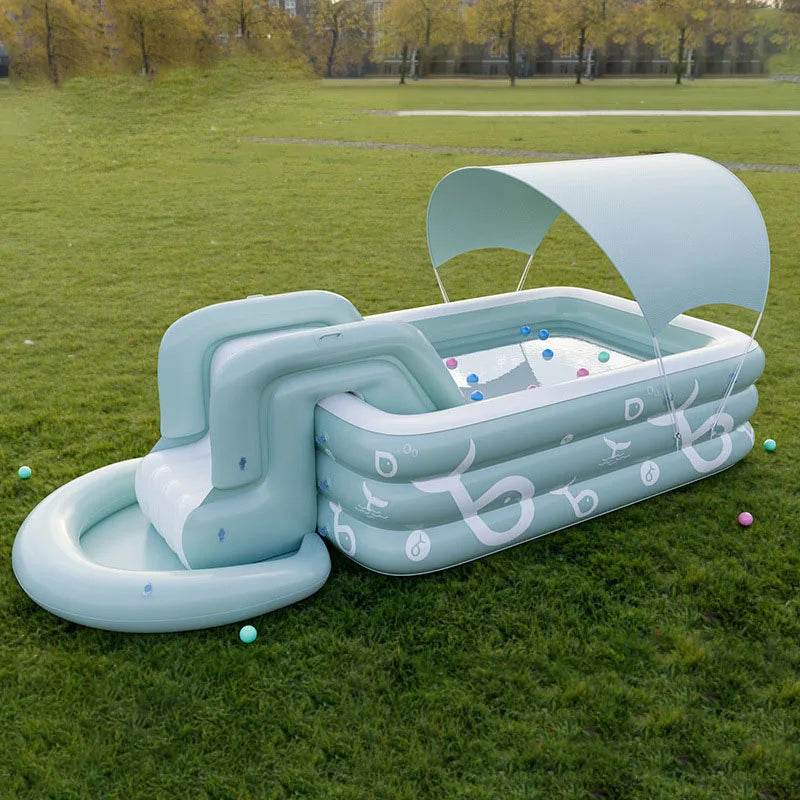 Inflatable Swimming Pool With Slide And Sunshade For Adults - ToylandEU