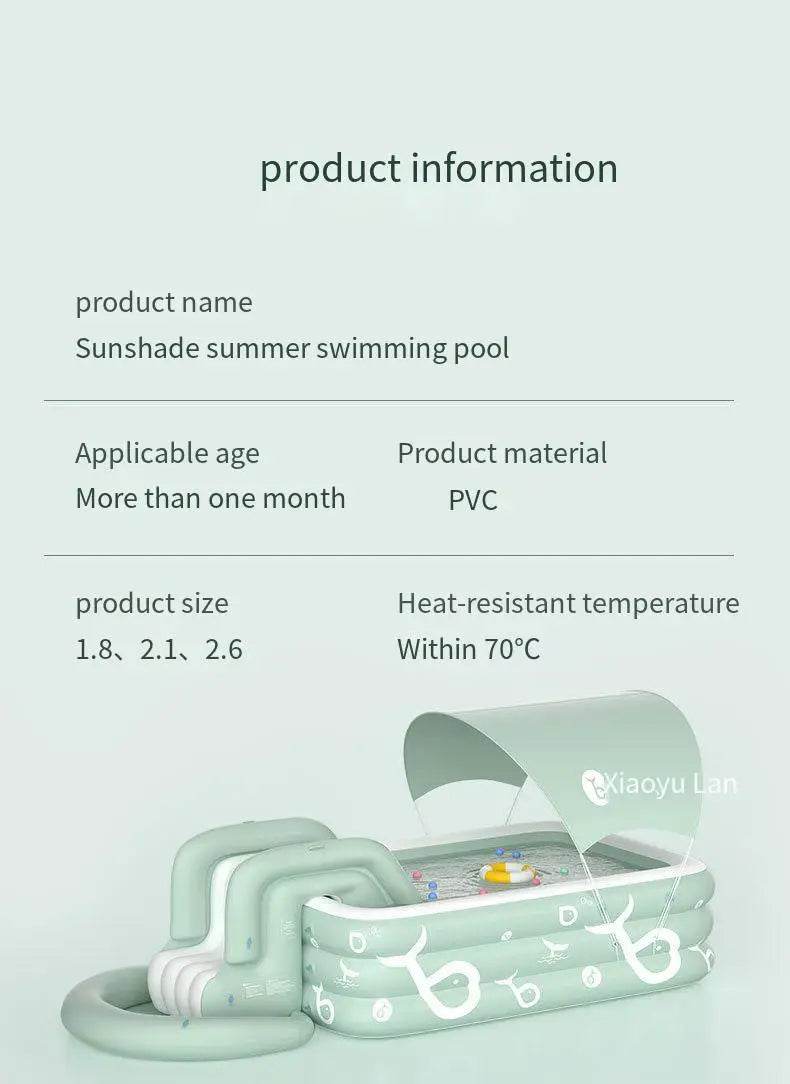 Inflatable Swimming Pool With Slide And Sunshade For Adults - ToylandEU