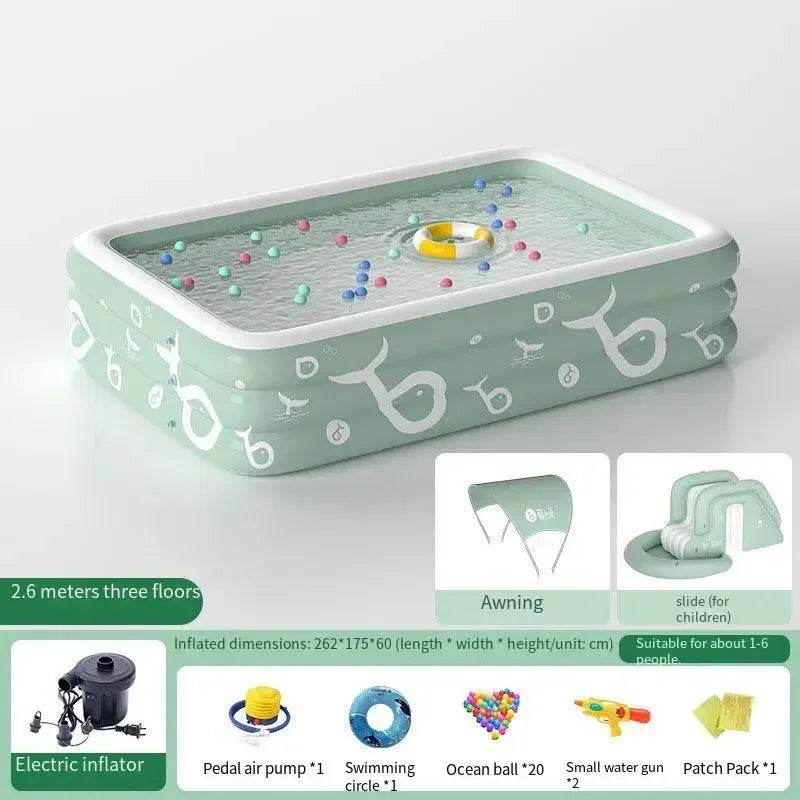 Inflatable Swimming Pool With Slide And Sunshade For Adults - ToylandEU