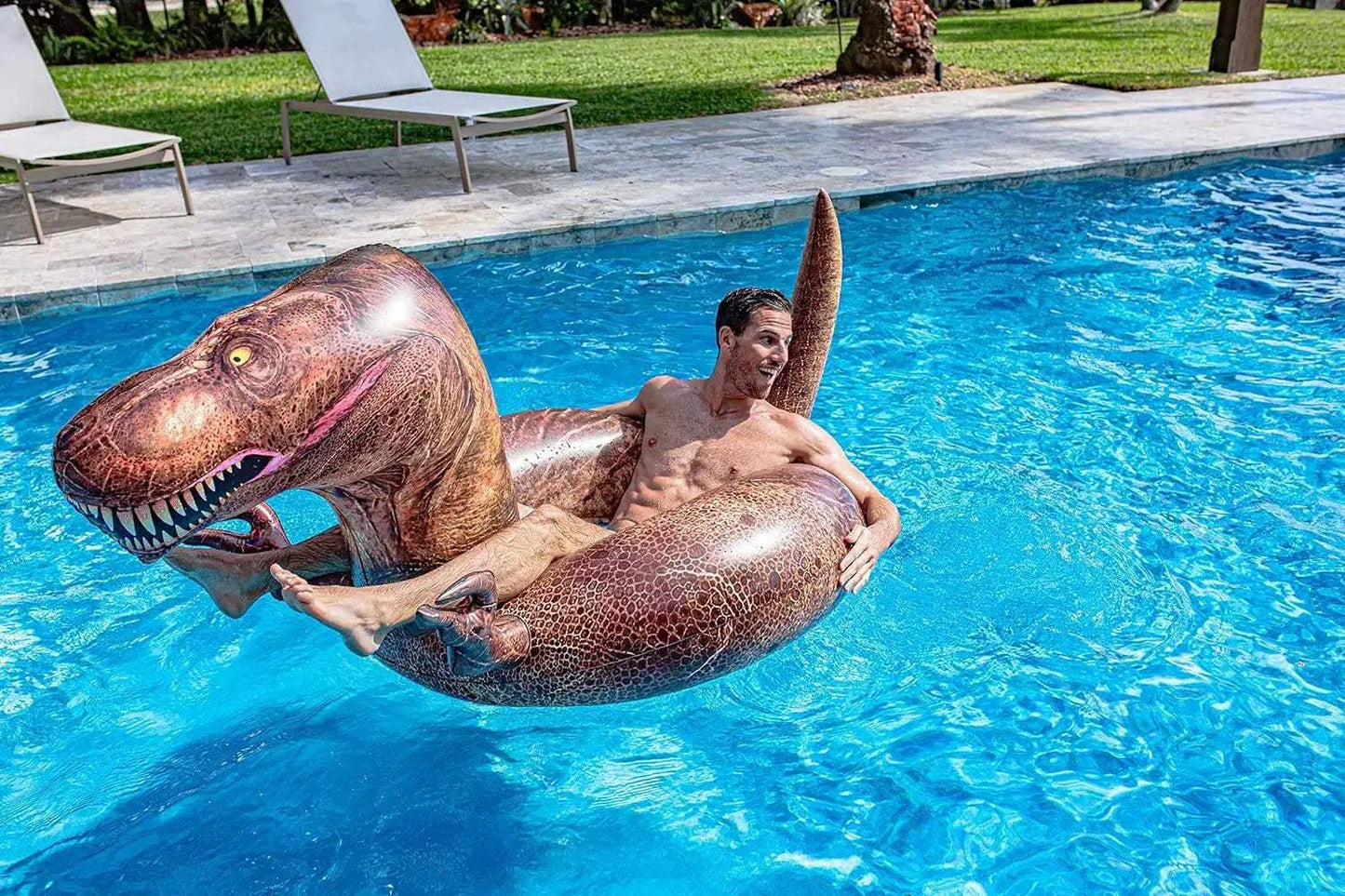  Inflatable T-Rex Dinosaur Swim Ring All Ages PVC 48 Inch -  ToylandEU™