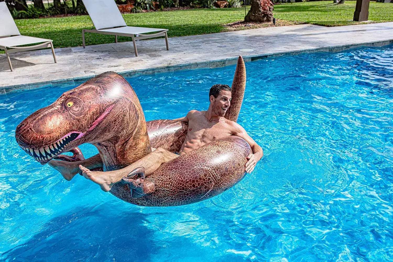  Inflatable T-Rex Dinosaur Swim Ring All Ages PVC 48 Inch -  ToylandEU™