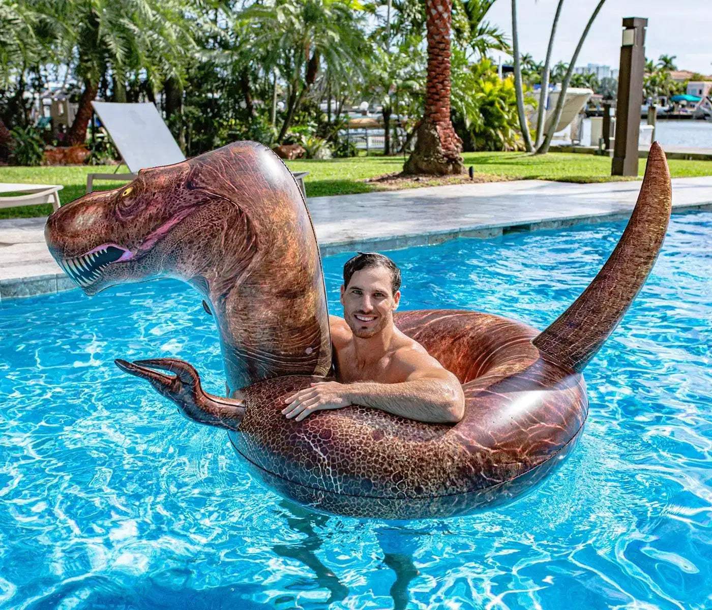  Inflatable T-Rex Dinosaur Swim Ring All Ages PVC 48 Inch -  ToylandEU™