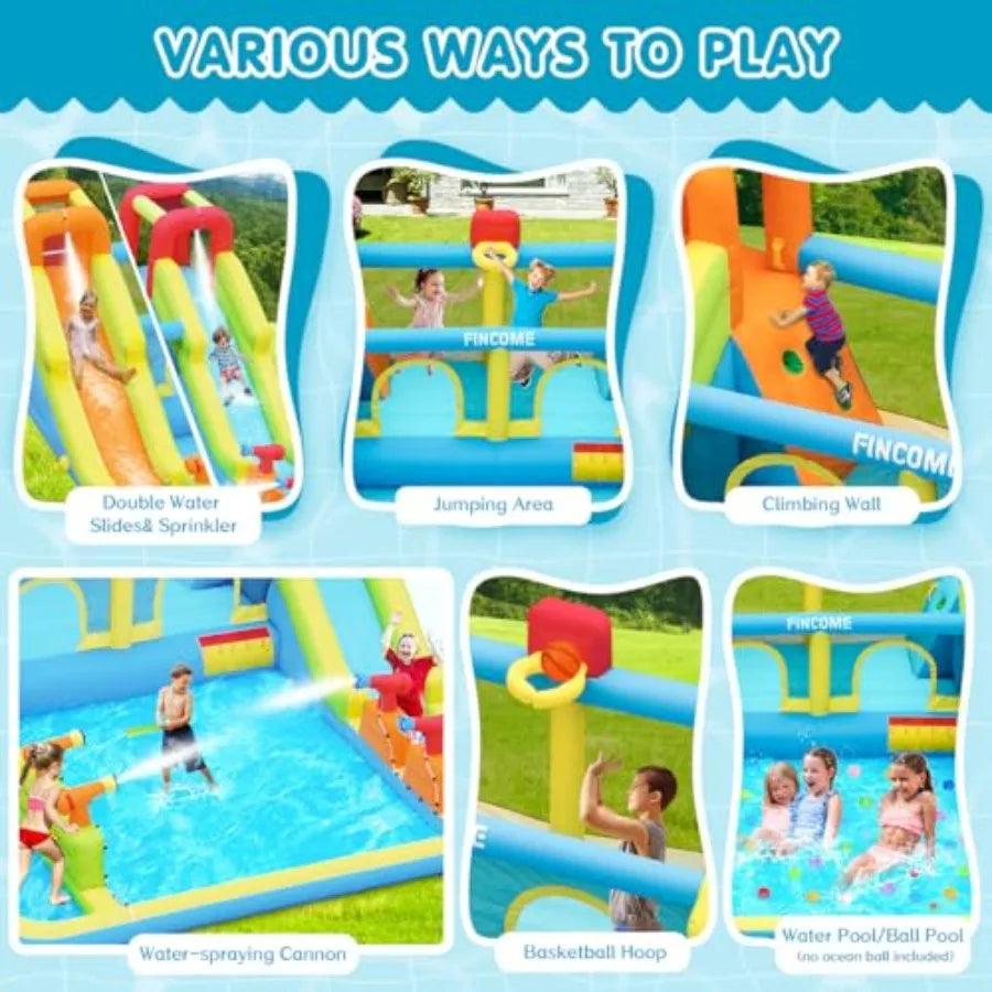  Inflatable Water Bounce House Double Slides Air Blower -  ToylandEU™