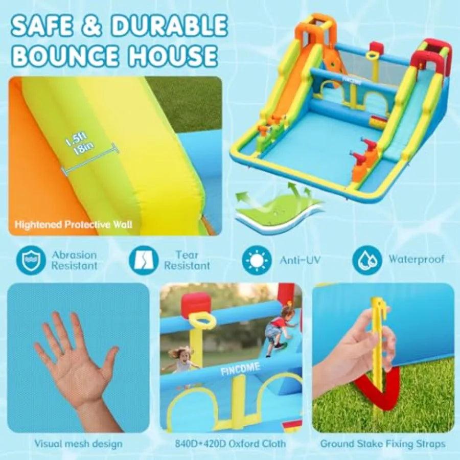  Inflatable Water Bounce House Double Slides Air Blower -  ToylandEU™