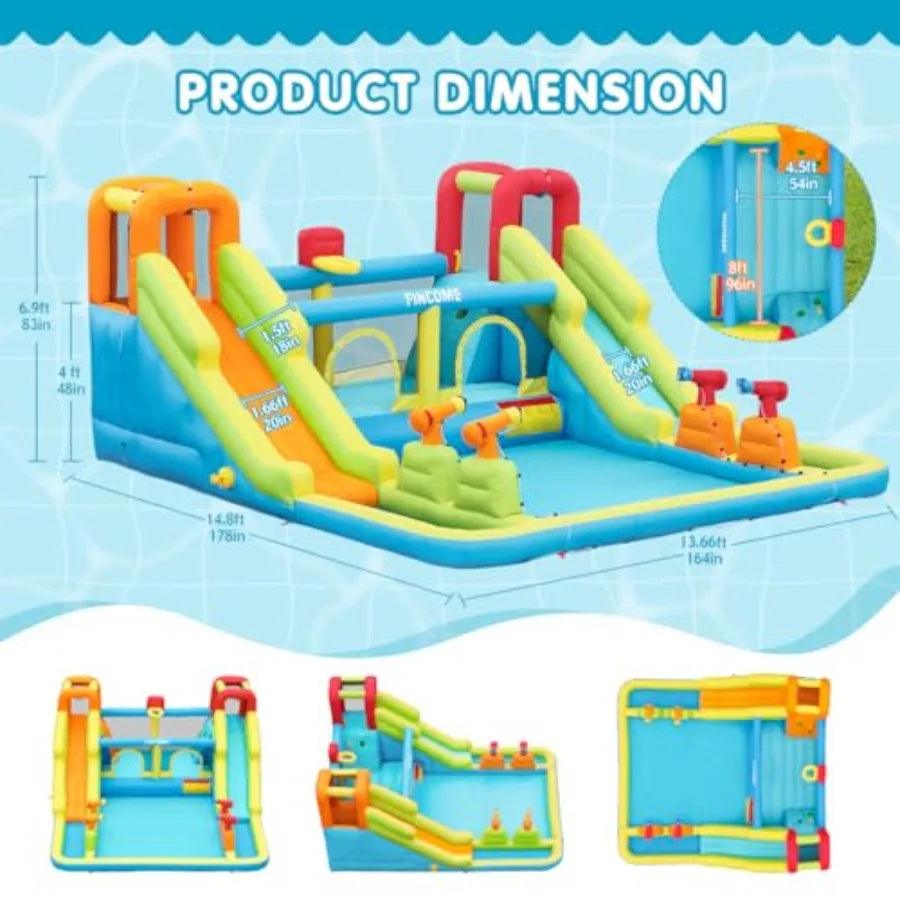  Inflatable Water Bounce House Double Slides Air Blower -  ToylandEU™