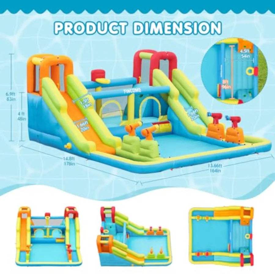  Inflatable Water Bounce House Double Slides Air Blower -  ToylandEU™