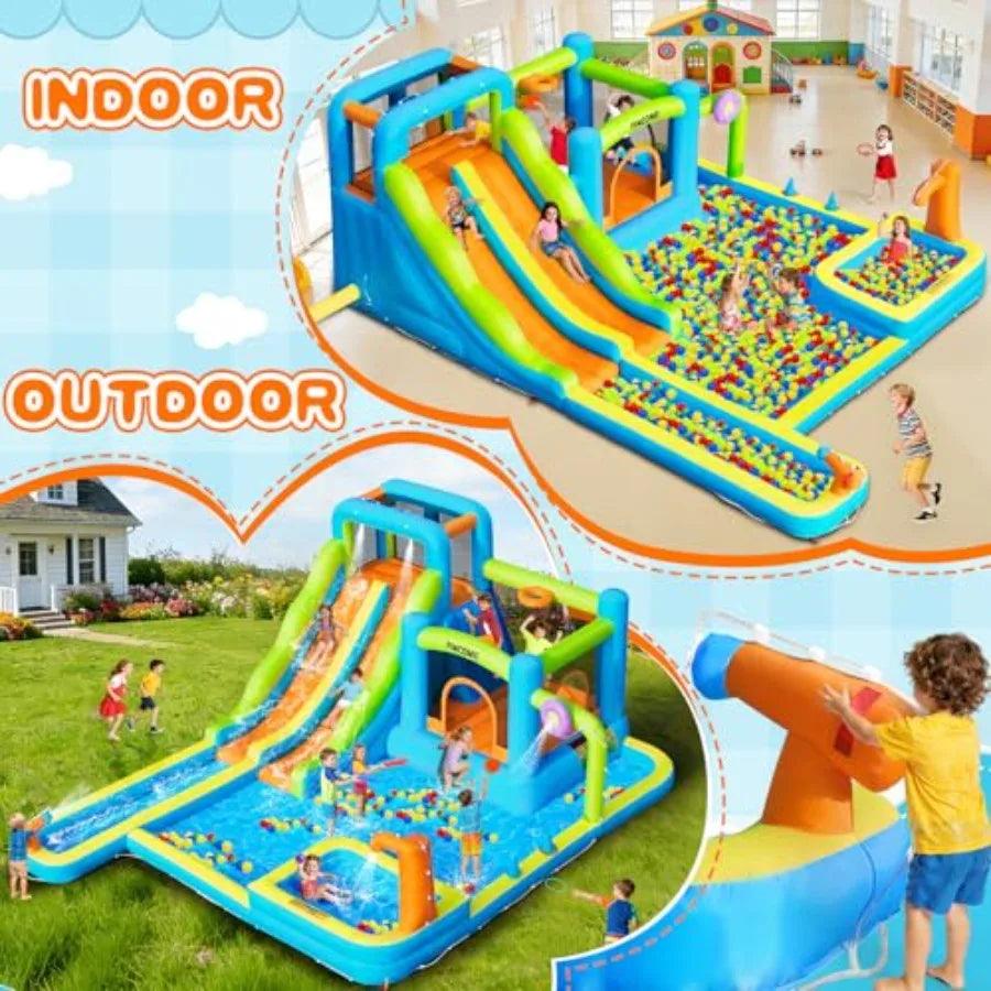  Inflatable Water Bouncy Castle Double Slide Outdoor Fun -  ToylandEU™