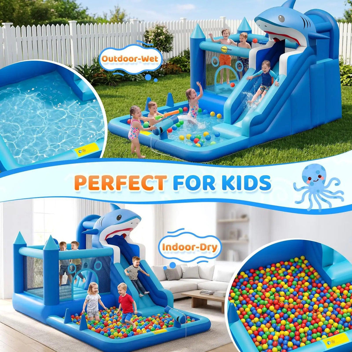  Shark Inflatable Water Park With Slide For Backyard Fun -  ToylandEU™